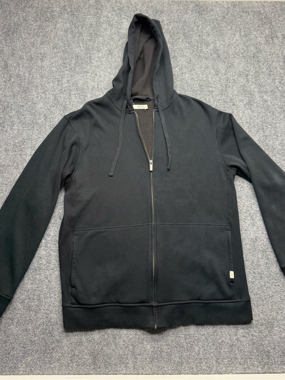 UGG Men's Large Black Zip-Up Hoodie Sweater